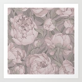 Blooming peonies in pastel colors 2. Art Print