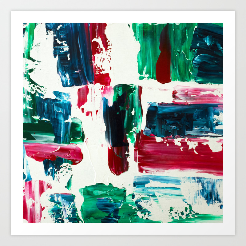 Jingle All The Way Green Blue Red White Acrylic Abstract