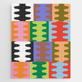 Funky Modern Wavy Shapes | Color Block Pattern Jigsaw Puzzle
