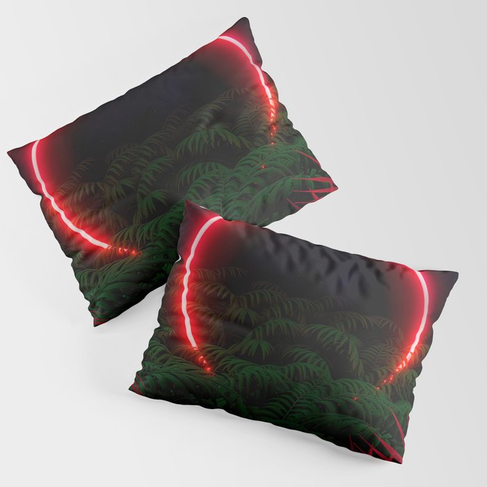 Neon landscape: Red Circle & tropic Pillow Sham