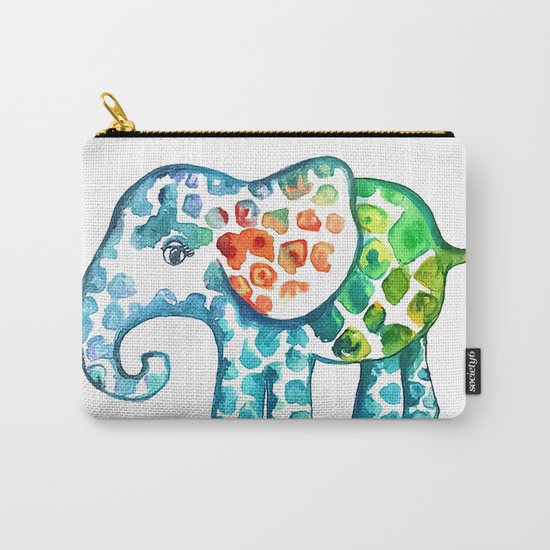 Rainbow Elephant Carry-All Pouch