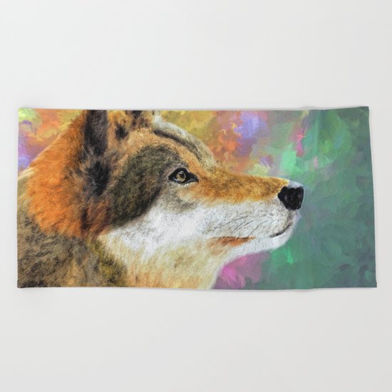 Abstract Wolf Painting Beach Towel