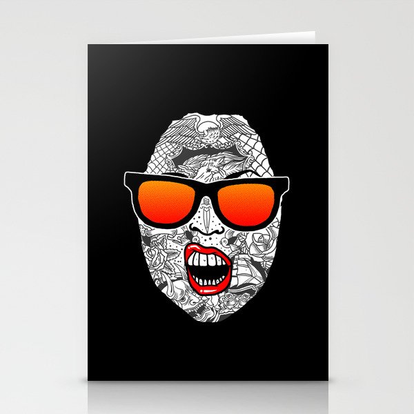 tattooed face Stationery Cards