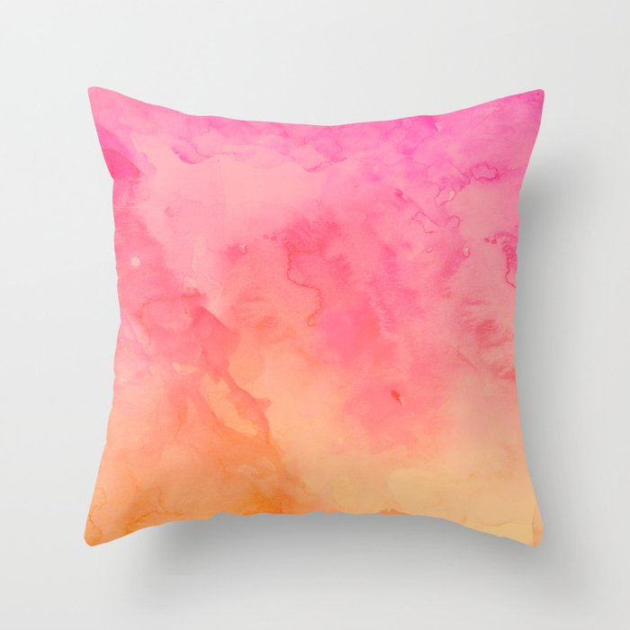 Modern Summer Hand Painted Pink Orange Sunset Watercolor Wash