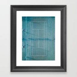 Blue tennis court at sunrise | Colorful drone aerial photography art | sports field print Framed Art Print