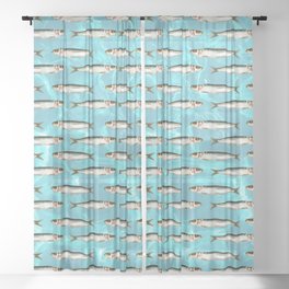 Sardines in the pool Sheer Curtain