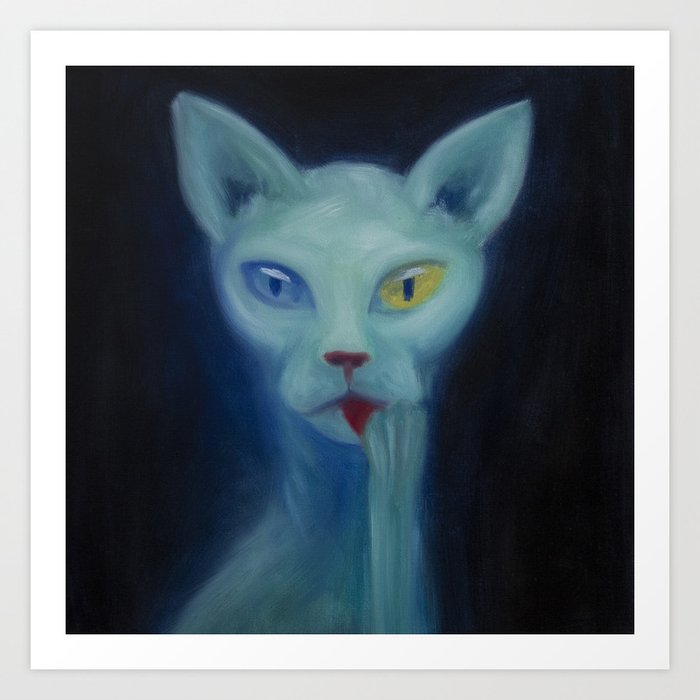 Alien Kitty Oil Painting Art Print By Marlonxmx Society6