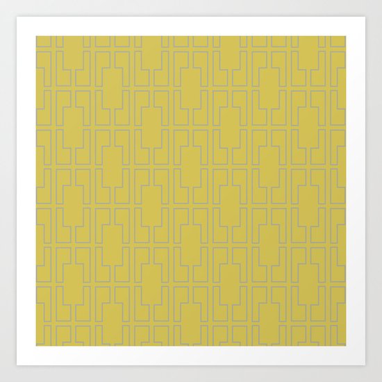 Simply Mid-Century Retro Gray on Mod Yellow Art Print