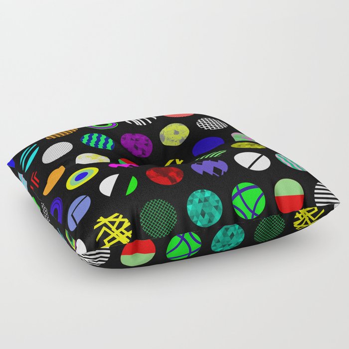 Eclectic Circles - Abstract collage of random, colourful, bold, eclectic circles Floor Pillow