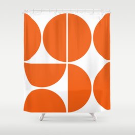 Mid Century Modern Orange Square Shower Curtain