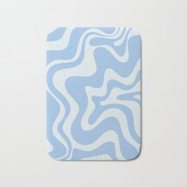 Retro Liquid Swirl Abstract Pattern in Powder Blue Bath Mat | Retro, Powder Blue, Cool, Abstract, Light Blue, Painting, Kierkegaard Design, Digital, Baby Blue, Pastel 