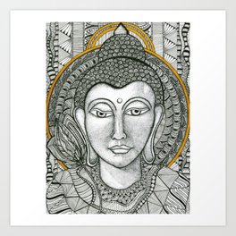 Buddha Zentangle art Art Print