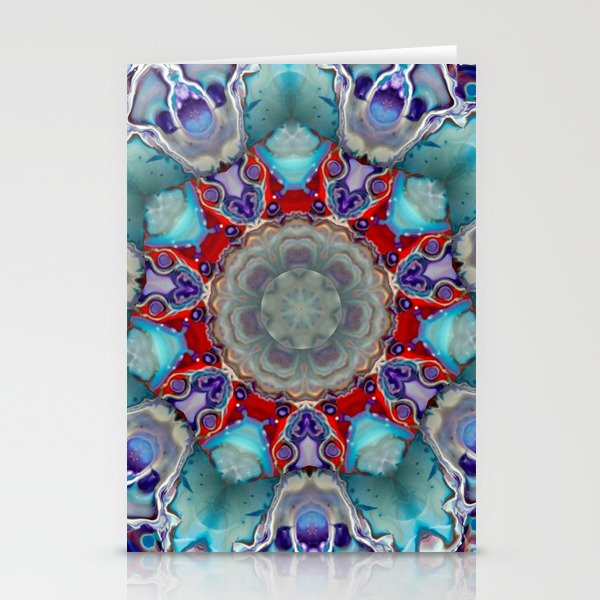 Vibrant And Colorful Mandala Kaleidoscope Digital Art Stationery Cards By Colorflowcreations