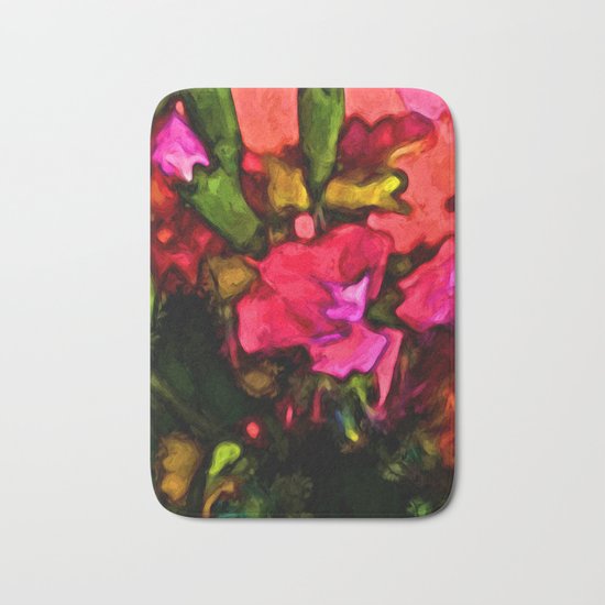 Beautiful Pink Flower with some Green Bath Mat