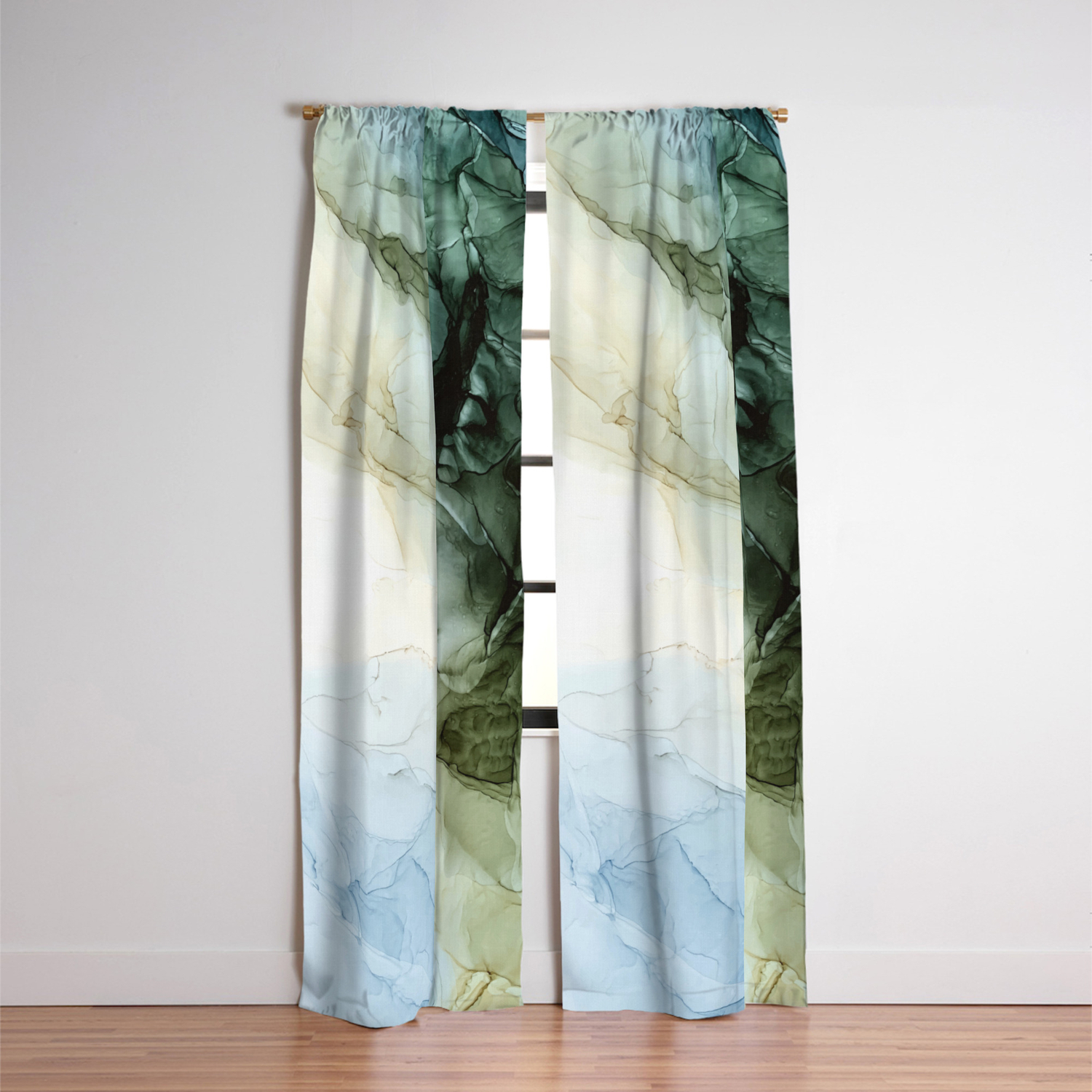 Land And Sky Abstract Landscape Painting Blackout Curtain By