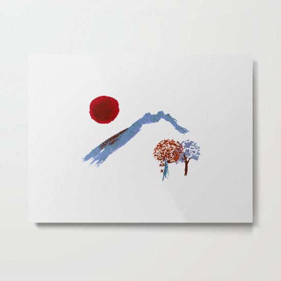 Mountain trees watercolor Metal Print