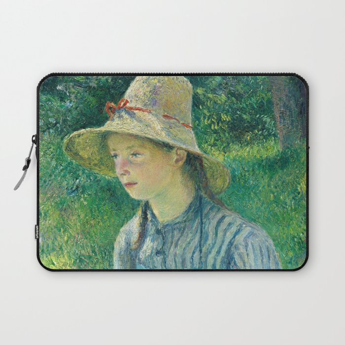 Peasant Girl with a Straw Hat, 1881 by Camille Pissarro Laptop Sleeve
