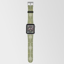 Midcentury Modern Atomic Starburst Pattern in Retro Vintage Olive Green and Celadon Apple Watch Band