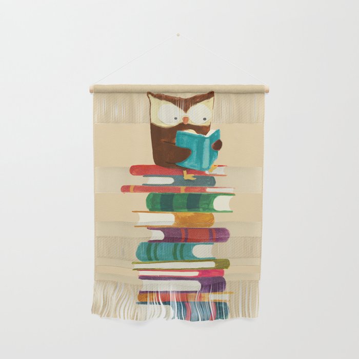 Owl Reading Rainbow Wall Hanging By Budikwan Society6 Owl Reading Rainbow Wall Hanging