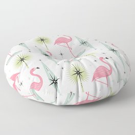 Atomic Flamingo Oasis - Larger Scale ©studioxtine Floor Pillow
