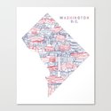 Washington DC Landmark Map Art (Nationals) Leinwanddruck