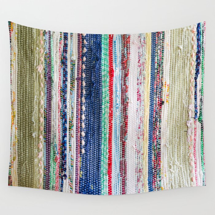 Scrap fabric weave Wall Tapestry by KariDesign