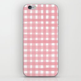 Light Pink Watercolour Farmhouse Style Gingham Check iPhone Skin