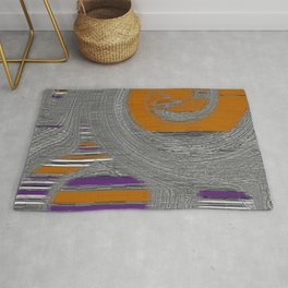 Swirling Abstract In Gray Purple Rust Rug
