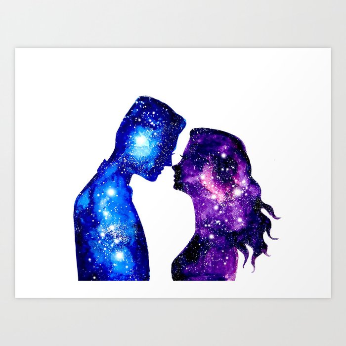 Galaxy Couple Art Print