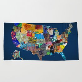USA Map Beach Towel