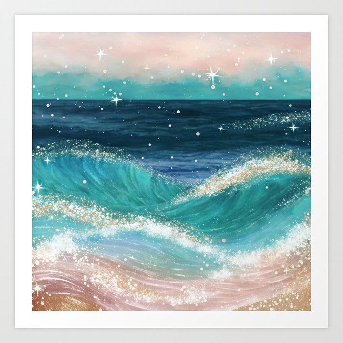 Watercolor Ocean Waves 05 Art Print