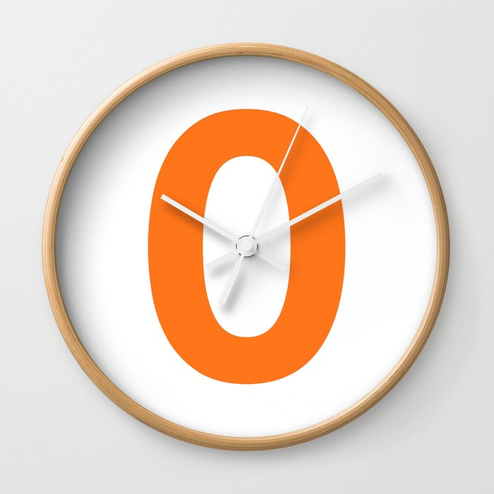 Number 0 (Orange & White) Wall Clock