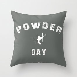 Powder Day Grey Throw Pillow | Powder, Skiracing, Skidecor, Powderday, Ski, Popart, Graphicdesign, Skiing, Skiinggifts, Digital 