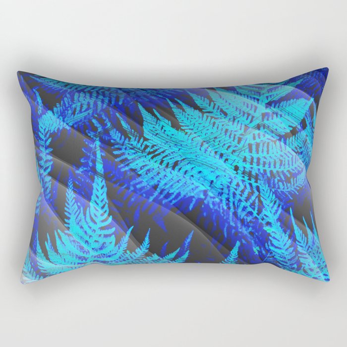 Icy Blue Ferns Nature Fantasy Rectangular Pillow