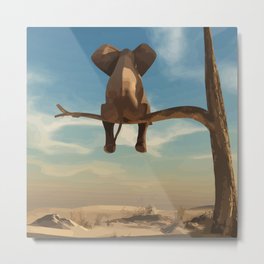 Elephant Stands On Thin Branch Metal Print | Elephant, Elephantsanctuary, Irrelephant, Babyelephant, Cute, Elephantsafari, Crying, Graphicdesign, Elephantbaby, Bubbles 