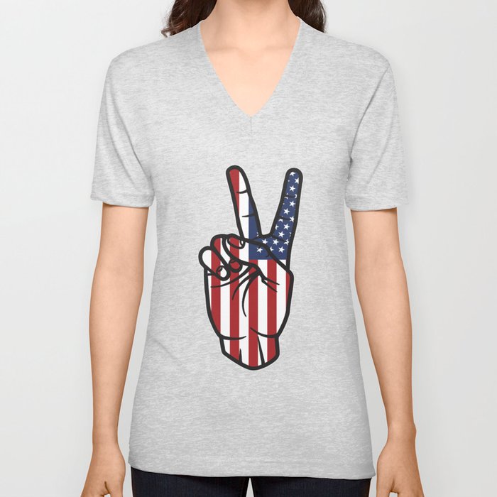 peace 4th of july / independence day peace V Neck T Shirt