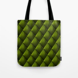 Olive Green Polished Quilted Leather Padding Tote Bag