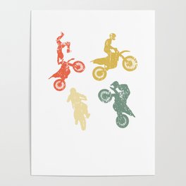 Vintage motocross racer retro dirt bike Poster