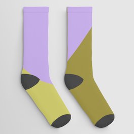 Geometric Abstraction in Purple Moss and Coral Socks