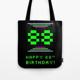 [ Thumbnail: 88th Birthday - Nerdy Geeky Pixelated 8-Bit Computing Graphics Inspired Look Tote Bag ]