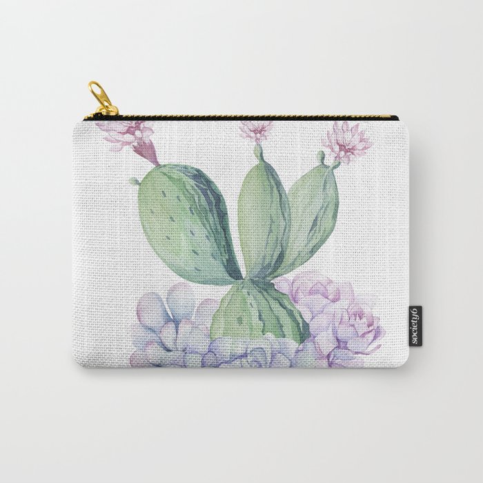 In Love Rose Cactus + Succulents Carry-All Pouch