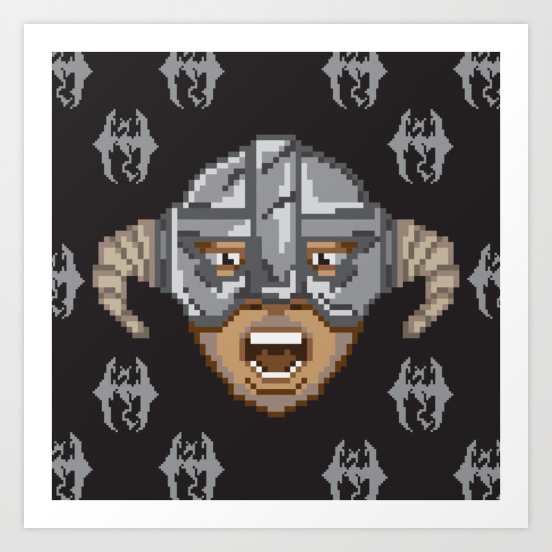 Skyrim Pixel Art Pattern Edition Art Print By Pixelparadise Society6