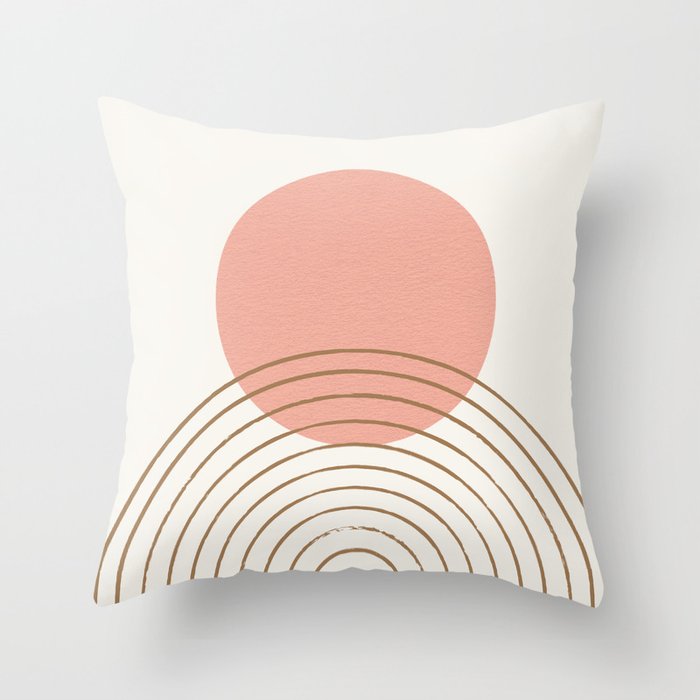 Pink Sun Mid-Century Full Throw Pillow