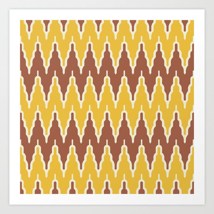 Chevron Pattern 530 Yellow and Brown Art Print