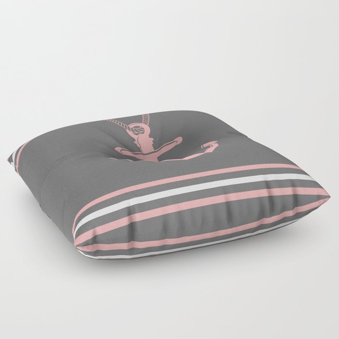 Charcoal And Pink Anchor And Stripes Floor Pillow By Bimbys Society6