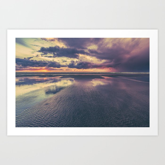 Stormy Beach Sunset Art Print By Cascadia Society6