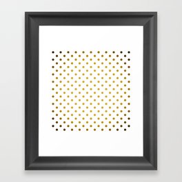 Gradient Gold Polka Dots Pattern on White Framed Art Print