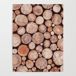 Stacked Round Logs x Hygge Scandi Rustic Cabin Poster