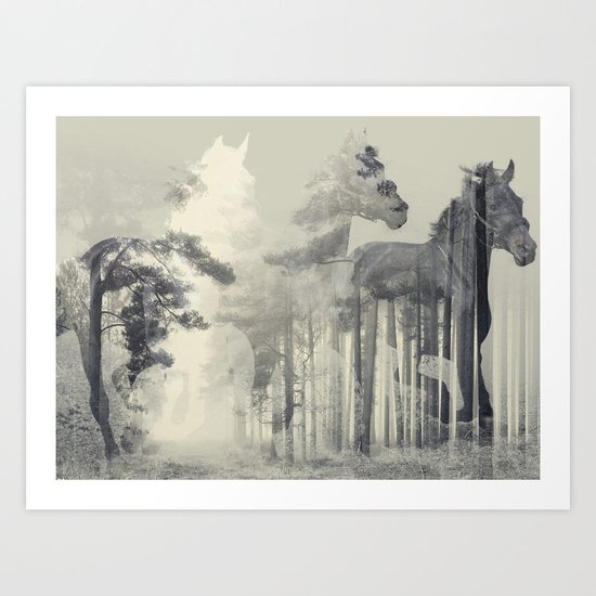 Like a Horse in the woods Art Print
