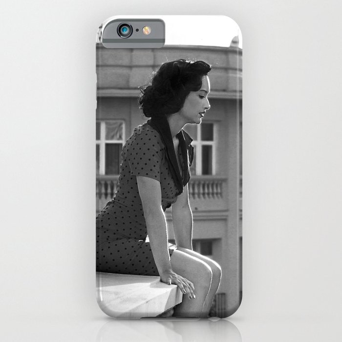 Woman on High, female form cityscape black and white photograph / photography iPhone Case